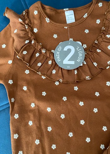 Kahverengi Puantiyeli Bebek Kız Takımı - Görsel 3