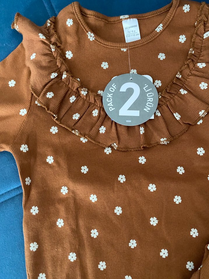 Kahverengi Puantiyeli Bebek Kız Takımı - Görsel 3