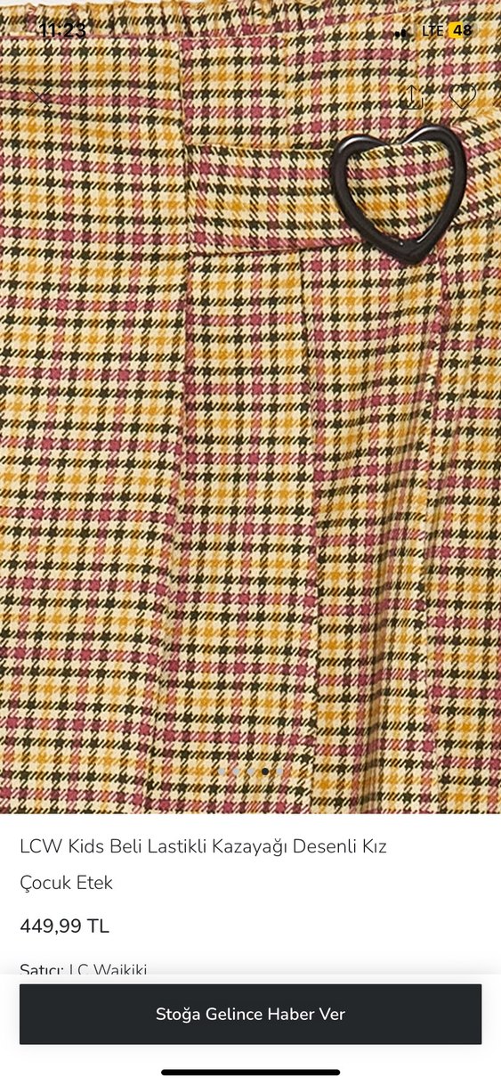 LCW Kids Beli Lastikli Kazayağı Desenli Kız Etek - Görsel 3