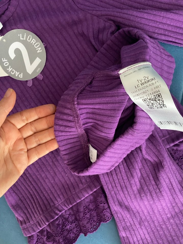 Kız Çocuk Mor Fitilli Takım - Görsel 3