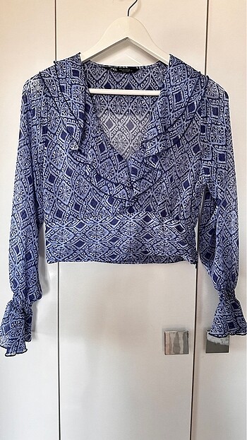 Zara Mavi Crop Bluz