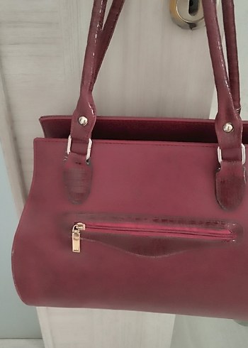 Beden bordo Renk Bordo Deri Tokalı Kadın Çanta