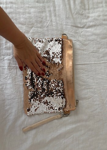 Bej Parlak Pul Detaylı Kadın Portföy Çanta - Görsel 2