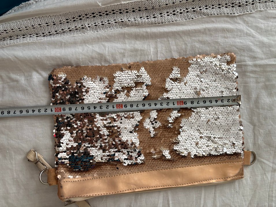 Bej Parlak Pul Detaylı Kadın Portföy Çanta - Görsel 5