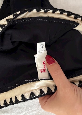 Beyaz Siyah Bantlı Strappy Bikini - Görsel 3