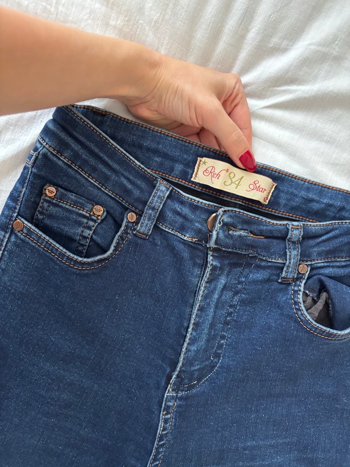 Kadın Mavi Dar Kesim Normal Boy Jean - Görsel 3