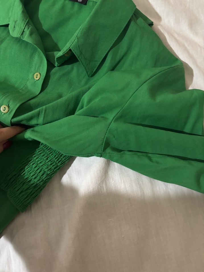 Yeşil Kadın Gömlek - Görsel 5