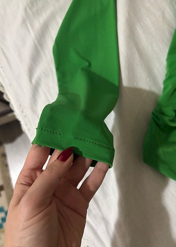 Yeşil Uzun Kollu Drapeli Bluz - Görsel 5