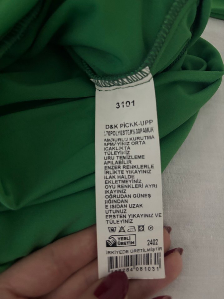 Yeşil Uzun Kollu Drapeli Bluz - Görsel 3