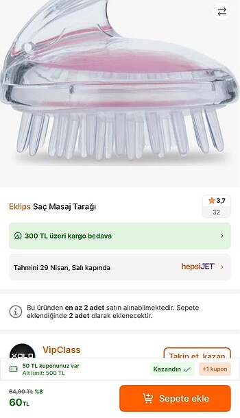 Saç masaj aleti