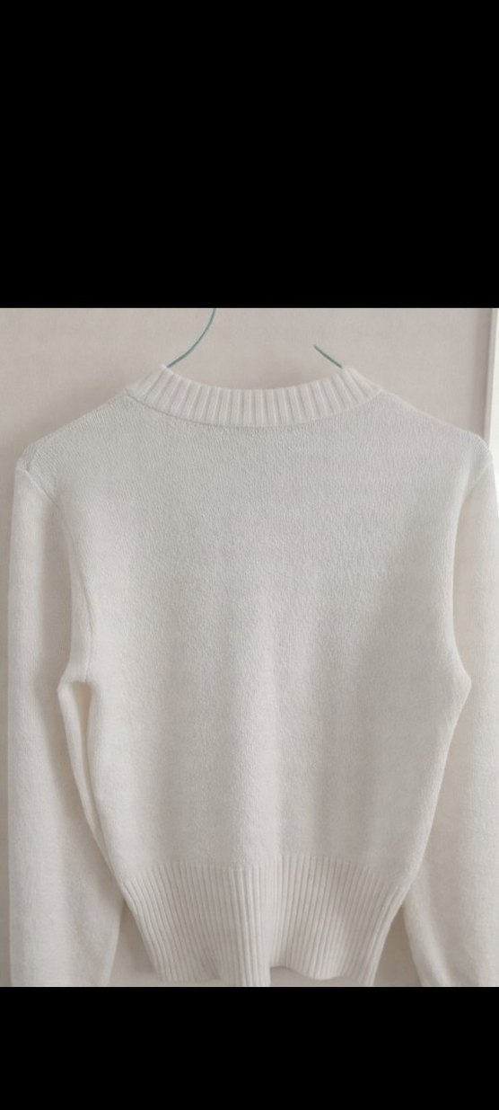 Beyaz Bisiklet Yaka Örgü Kadın Kazak - Görsel 2