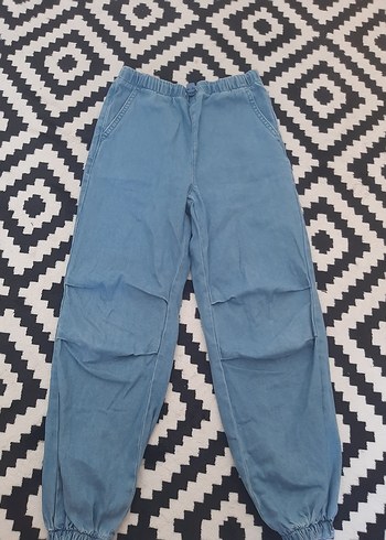 kız çocuk mavi Bol Kesim Denim Pantolon