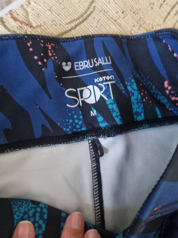 Kadın Mavi Batik Desenli Tayt Koton - Görsel 3