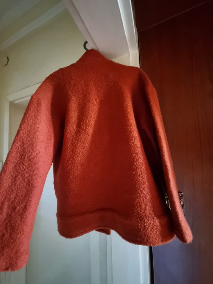 Kiremit Düğmeli Kadın Kaşe Kaban ADL - Görsel 3