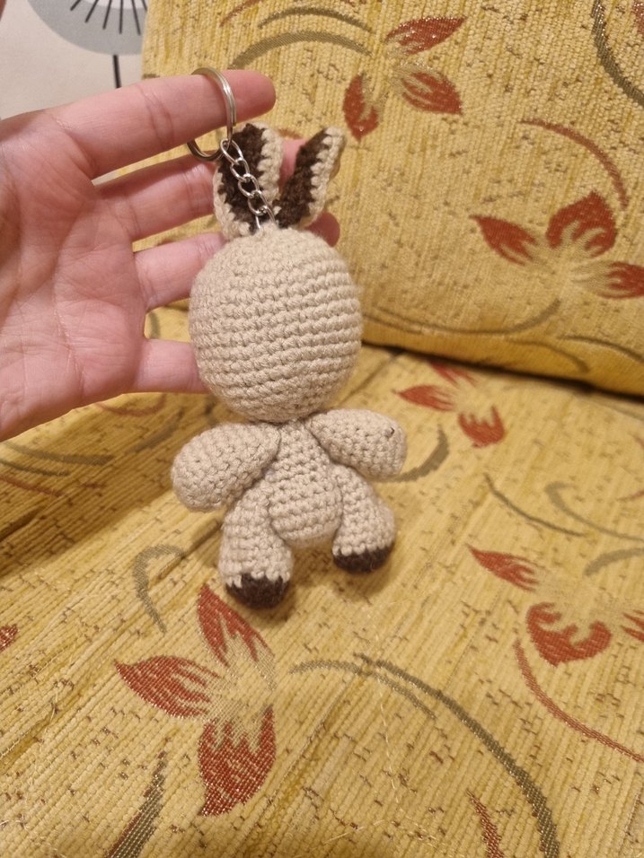 Bej El Örgüsü Tavşan Anahtarlık Peluş - Görsel 2