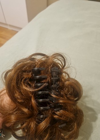 Açık Kahverengi Örgü Puff Topuz Tokası - Görsel 2