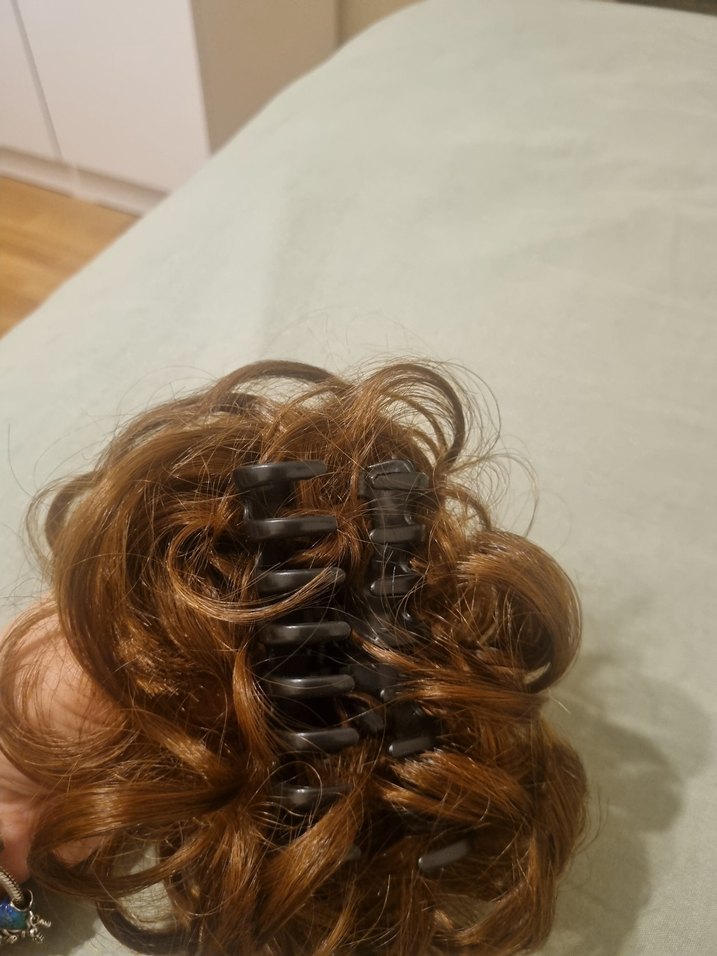 Açık Kahverengi Örgü Puff Topuz Tokası - Görsel 2