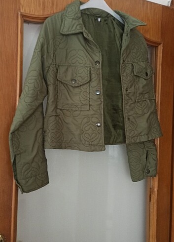 m Beden haki Renk Kapitone crop mont