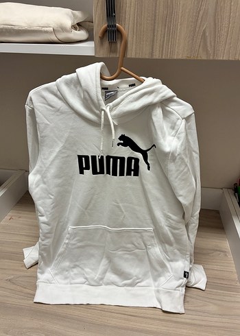 Beyaz Puma Kapüşonlu Sweatshirt