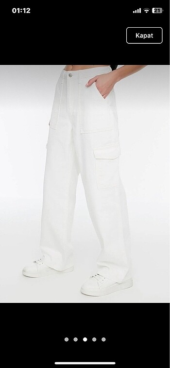34 Beden Trendyol beyaz kargo pantolon