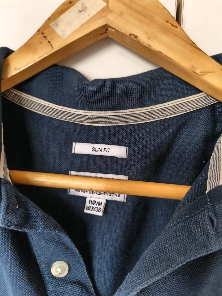 Erkek Lacivert Kısa Kollu Denim Polo Tişört - Görsel 3