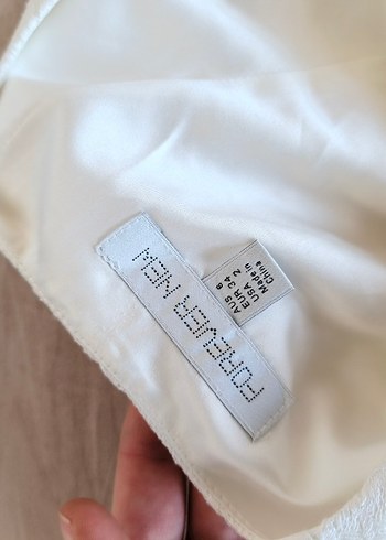 Beyaz desenli midi kadın elbise - Görsel 3