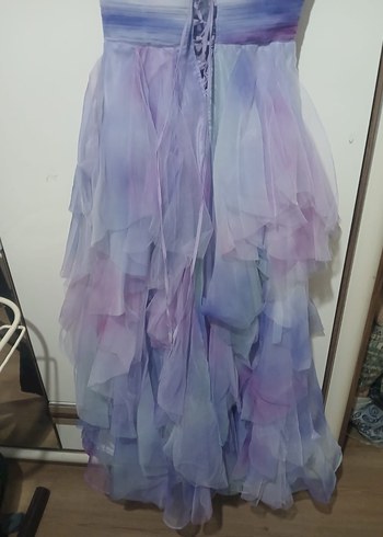 Mor Straplez Uzun Abiye Elbise - Görsel 6