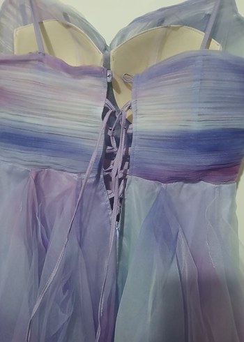 Mor Straplez Uzun Abiye Elbise - Görsel 4