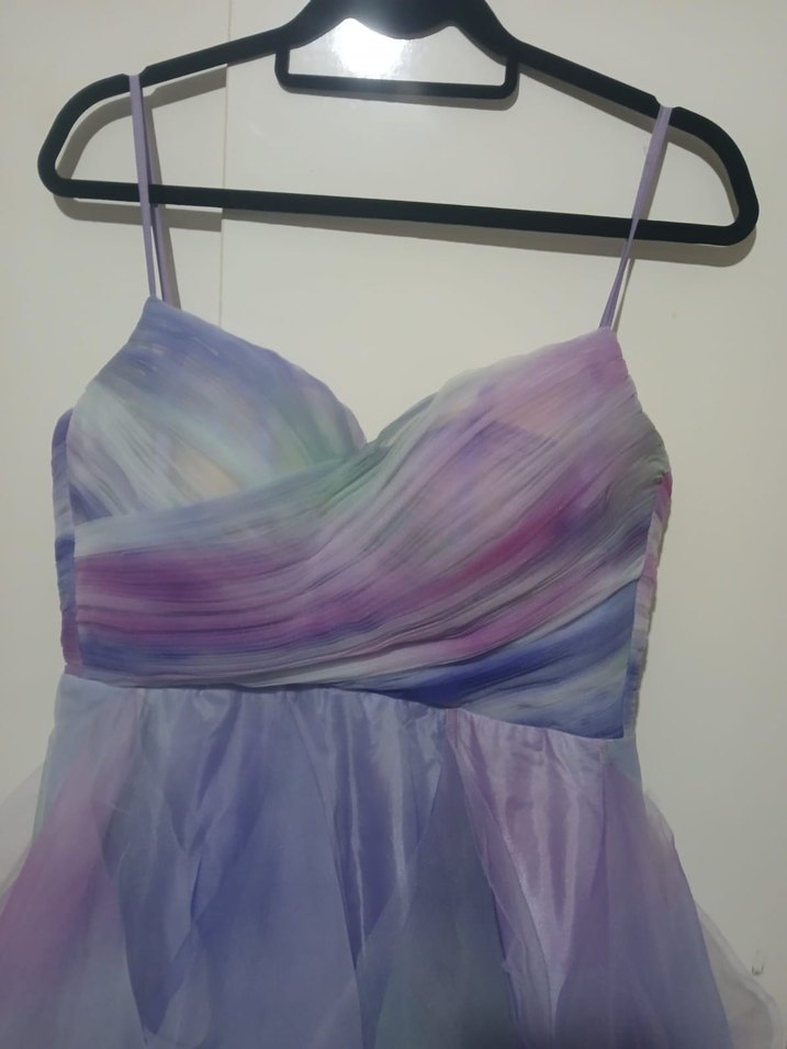 Mor Straplez Uzun Abiye Elbise - Görsel 2