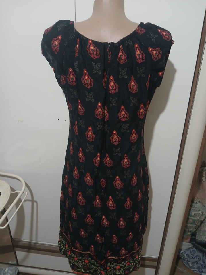 Bohem Çok Renkli Midi Elbise V Yakalı - Görsel 2