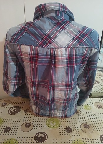 Gri Ekose Desenli Uzun Kollu Kadın mont - Görsel 2