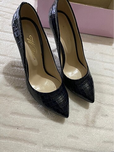 39 Beden lacivert Renk Kadın lacivert leopar tabanlı stiletto