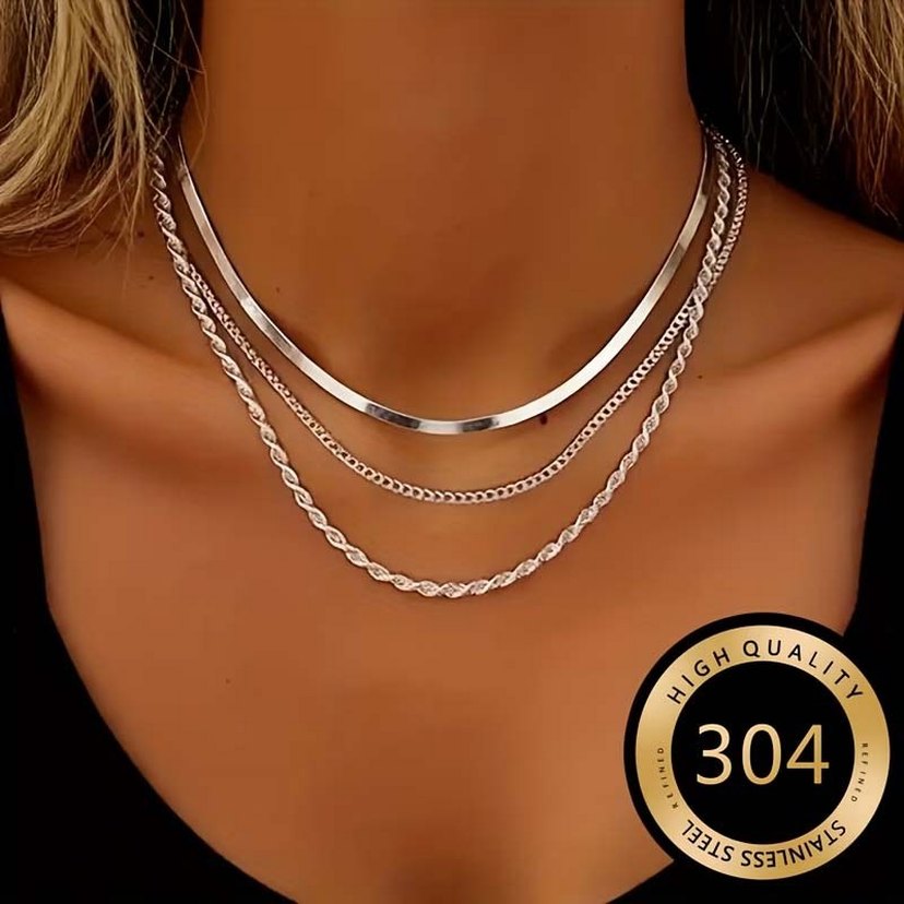 Zincir Detaylı Gümüş Kaplama Bohem Midi Kolye - Görsel 2