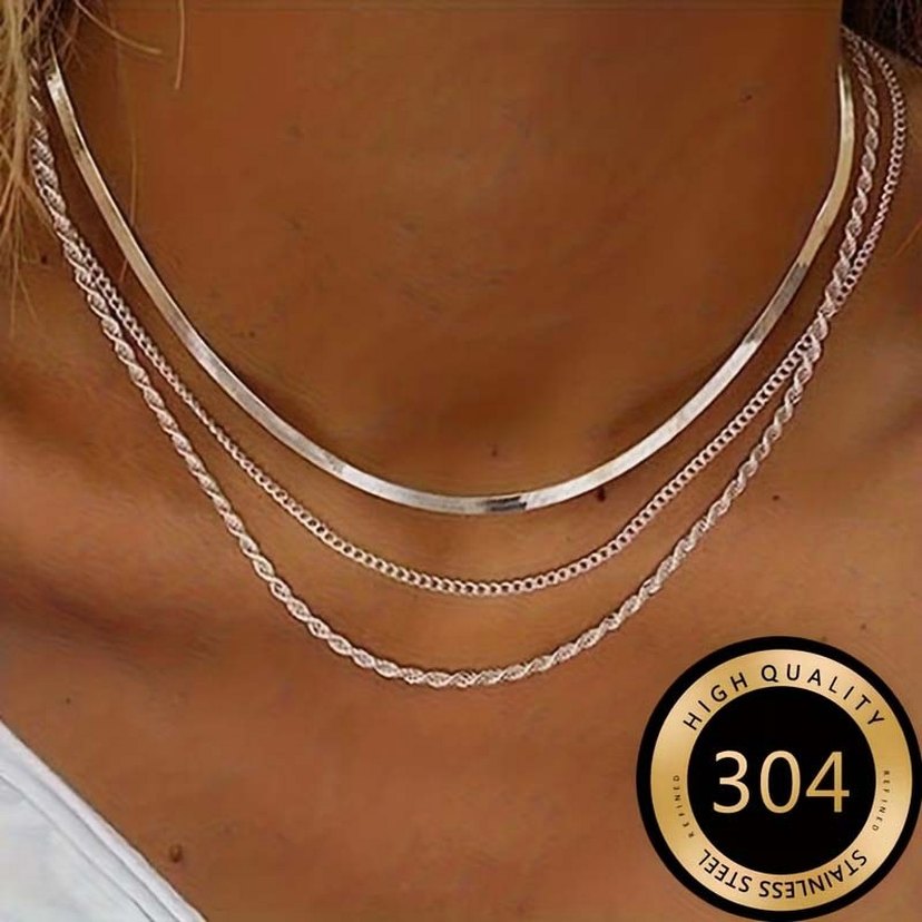 Zincir Detaylı Gümüş Kaplama Bohem Midi Kolye - Görsel 3