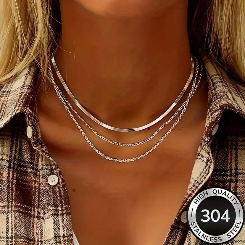 Zincir Detaylı Gümüş Kaplama Bohem Midi Kolye - Görsel 4