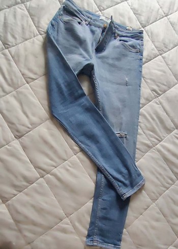 Bershka Mavi Dar Kesim Erkek Jeans - Görsel 6