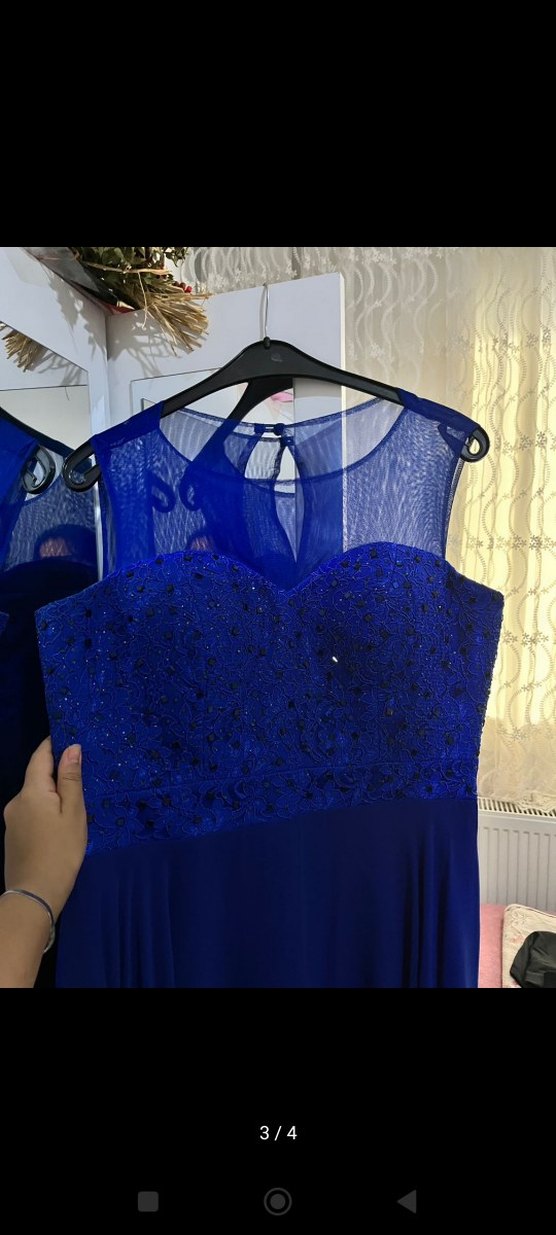 Lacivert Dantelli Uzun Abiye Elbise - Görsel 2