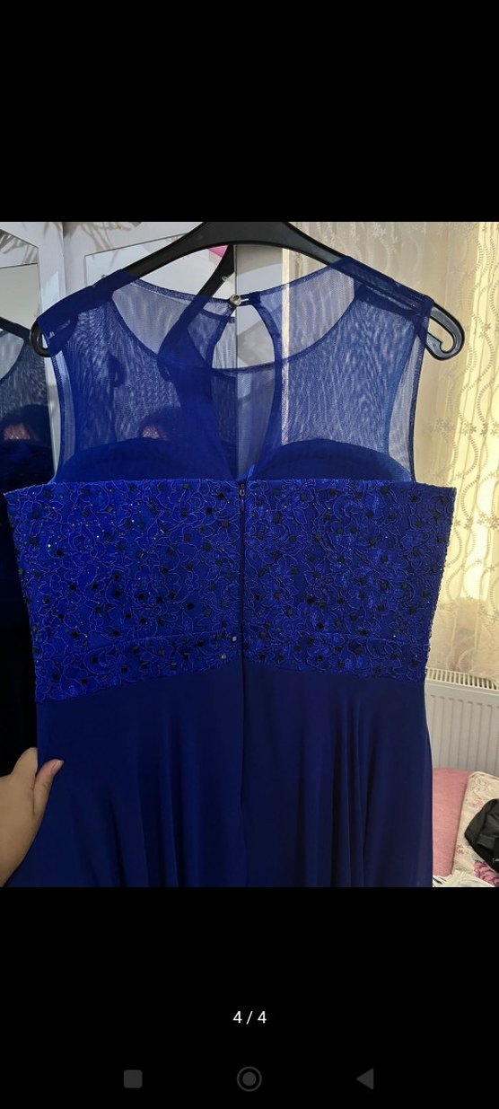 Lacivert Dantelli Uzun Abiye Elbise - Görsel 3