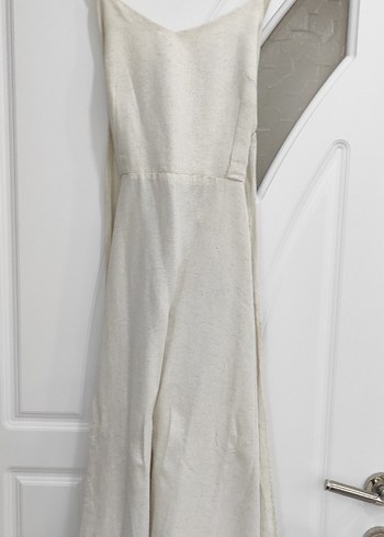 Kadın Beyaz Keten Uzun Tulum - Görsel 2