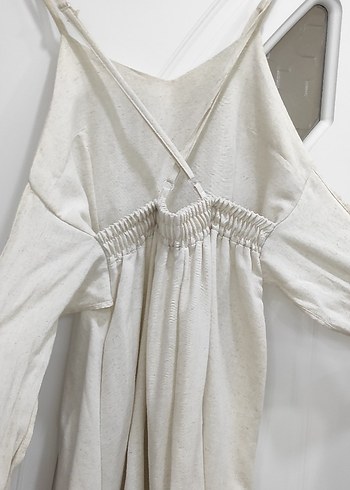 Kadın Beyaz Keten Uzun Tulum - Görsel 4