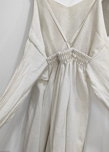 Kadın Beyaz Keten Uzun Tulum - Görsel 3