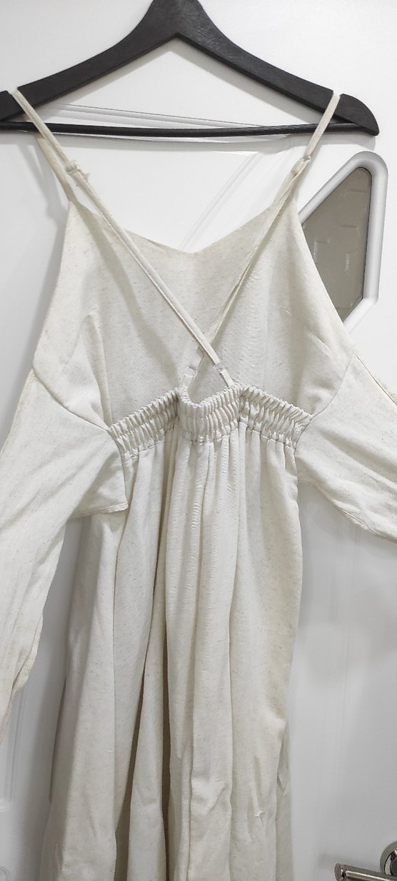 Kadın Beyaz Keten Uzun Tulum - Görsel 4