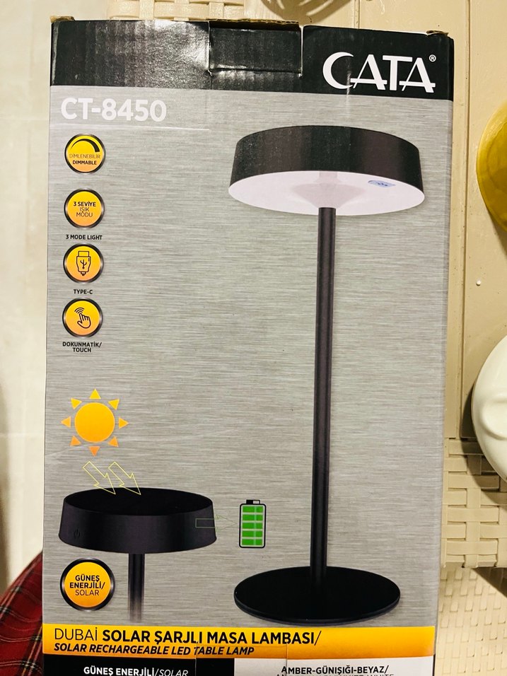 Masa lambası CATA Led USB şarj  güneş panelli - Görsel 5