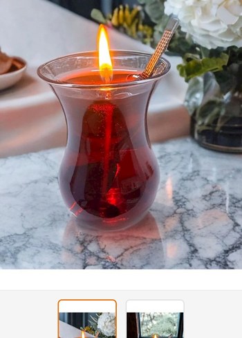 Koyu Bordo İnce Cam Çay Bardağı mum