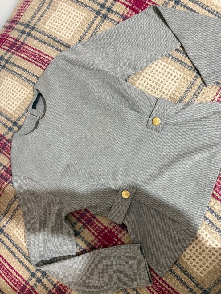 Gri Minimal Peplum Bluz — görsel 3/5