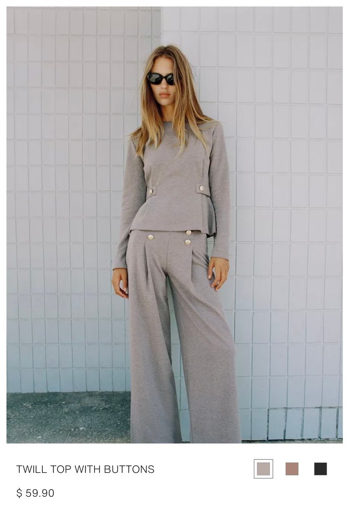 Gri Minimal Peplum Bluz — görsel 4/5