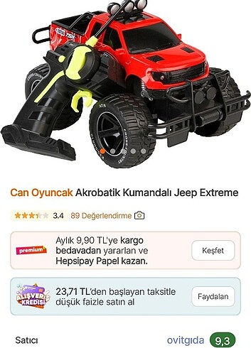 Beden CAN OYUNCAK AKROBATİK KUMANDALI JEEP