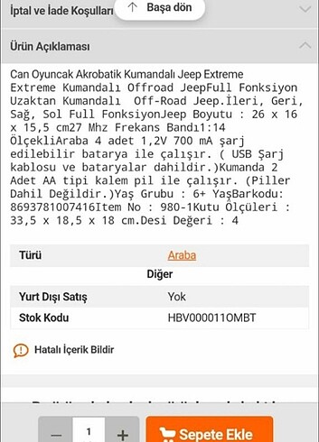 CAN OYUNCAK AKROBATİK KUMANDALI JEEP