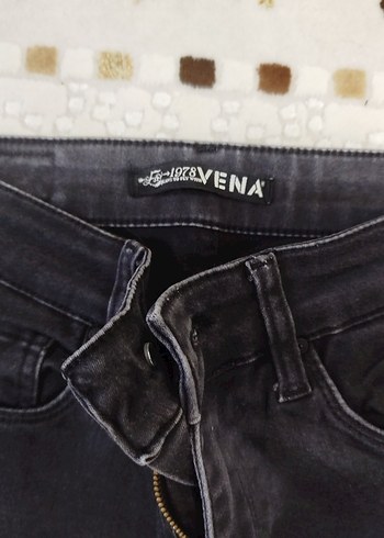 26 Beden Gri Kadın Denim Pantolon Velcro Detaylı