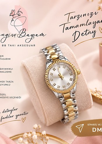 Diğer Sikligin Ve Zarafetin İki Renkli Saati